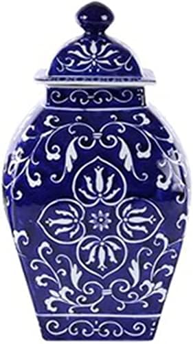 CNPRAZ keramičke vaze đumbir jar sa poklopcem za kućni dekor plavi i bijeli, hram jar vaza tradicija