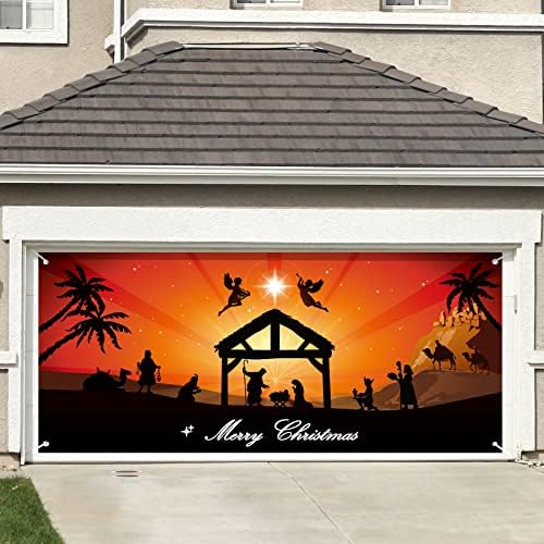 Outdoor Holity Rot božićna garažna vrata za pokrov porođaj Isusa Božićna dekoracija Božićne pozadine Veliki manger