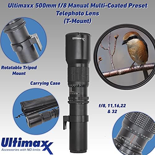 Ultimaxx 500mm F / 8 Presder Telefon Telefon za objektiv za Nikon D7500, D800, D850, D850, D3100, D3200, D3100,