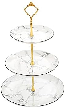 RAZZUM Cupcake stalak za torte 3-slojni stalak za torte sa metalnom ručkom za krunu keramički stol za deserte