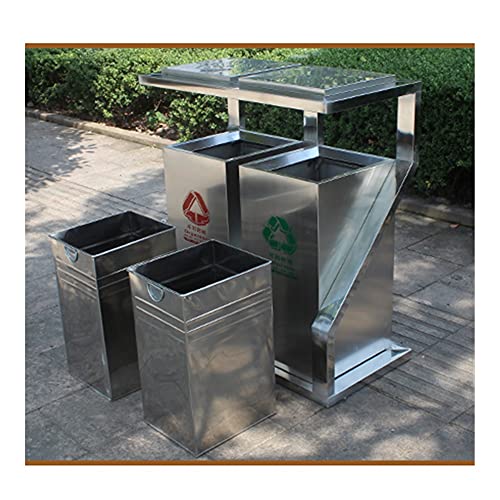 Vanjska / zatvorena smeća može sa 2 unutarnja kanta - pocinčana ploča za smeće - teška kantu za smeće za dom,