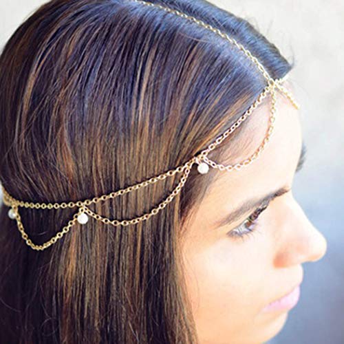 Mosako Boho slojeviti lanci za glavu Tassel Pearl čelo Headpieces Beaded hair Chain Gold Hollow Festival