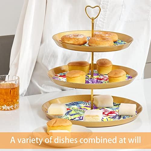 Set za prikaz desertnog stola, Zlatni stalak za Cupcake, Štandovi za deserte, 3-slojni poslužavnik
