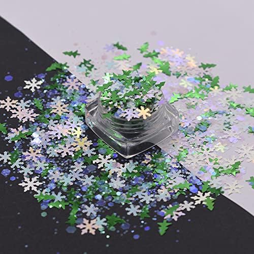 12 boja / set - Božićni odmor Snowflake Tretch Chunky Mixes serija Glitter - Festival Rave Beauty