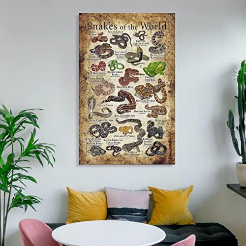 World Snake Poster Plastera i printova Slikanje Zidna umjetnost Dnevna soba Dekor 16x24Inch-neometano platno