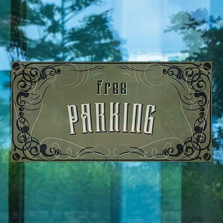 CGsignLab | Besplatan parking -Victorian gotički prozor Cling | 24 x12