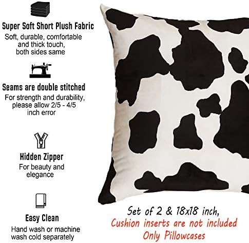 Carrie Home Cow Print Jastuk za ispis 18x18 Cowhide Faux Krzno jastuk za bacanje na poklopce seoske kuće za