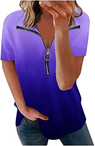 Iuhan Womens Dressing Tops Tie Dye Casual Loove Fit Thirts Bluzes Grafički kratki rukav V izrez za zatvaranje
