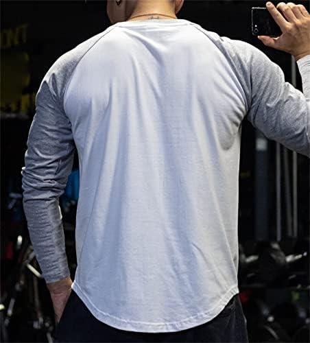 Andongnywell Muške košulje s dugim rukavima od pamučne boje blok zakrivljene kapljice T-majica mišićna