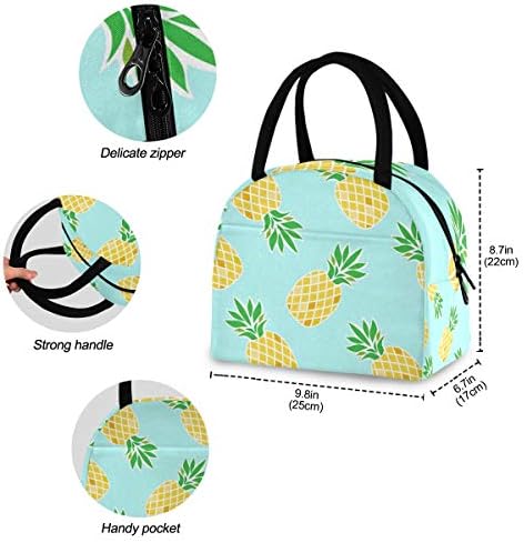 Izolovana torba za ručak žene-velike nepropusne torbe za ručak od ananasa sa naramenicama za Radne muškarce