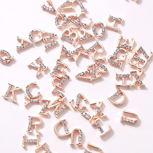 SILPECWEE 104 komada slova Privjesci za nokte ružičasto zlato slova za nokte 3d Privjesci za umjetnost