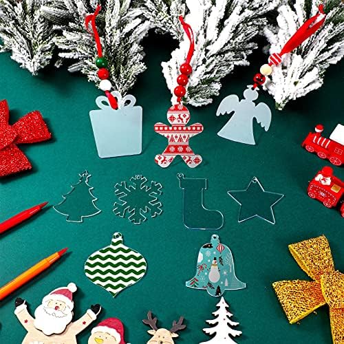 24 komada 3 Clear akrilni božićni ukrasi prazan sa vrpcama prazan ukras za božićne drvce DIY prazna