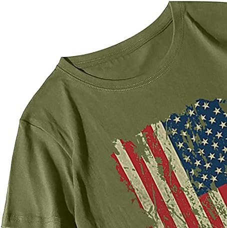 4. jula majice za žene kratki rukav V vrat tunike vrhovi američke zastave pruge Tie-Dye Patriotske majice