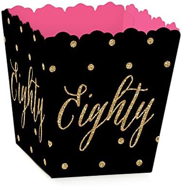 Velika tačka sreće Chic 80. rođendan - ružičasta, crna i zlatna - zabava mini favorizova - rođendanska