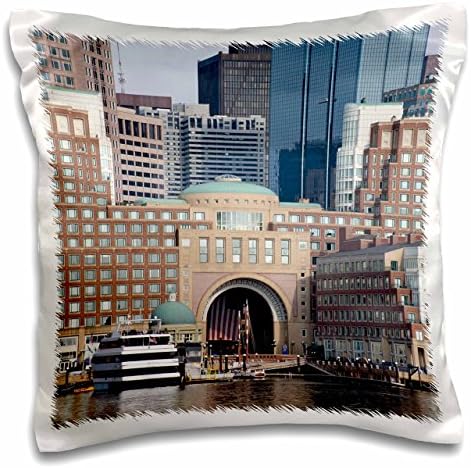 3D Rose Massachusetts Boston Downtown City Skyline i jastuk za rivu, 16 x 16