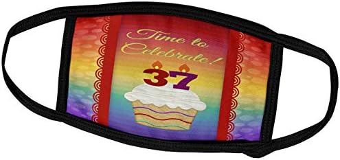 3Droza Bordery Rođendan za rođendan - Cupcake, brojne svijeće, vrijeme, slavite 37 godina Stari poziv - maske