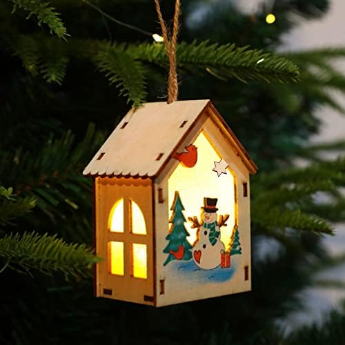 Božićna mala drvena kuća Svjetla Snow House Božićno stablo ukrasi Dječji pokloni pčelinji ornament lima