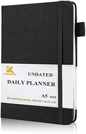 Dnevni planer - kožni nerađivani planer s po satu rasporeda, vrhunski prioriteti i popis, a5 Svakodnevna