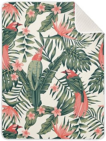 Swaddle pokrivač tropski list lotus ptica pamučna pokrivač za dojenčad, primanje pokrivača, lagana mekana prekrivačica