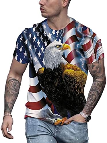 Muški kratki rukav patriotski američki dizajn sa orao i zastavama premium majica