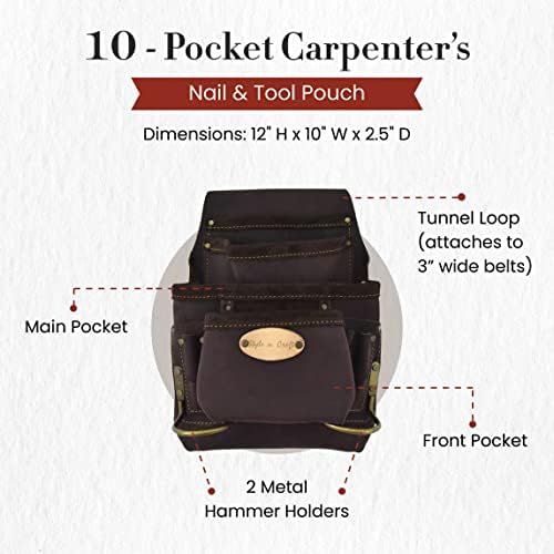 Stil N Craft 10 džepna torbe za nokte i alat, teška kožna torbica za kožu, savršena i izdržljiva nažerna