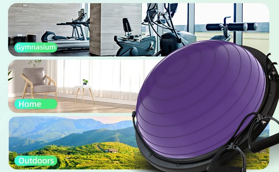 Drfzca Balance Ball Trainer-pola lopte za jogu sa trakom za otpor i nožnom pumpom, poboljšajte trening pola Balance