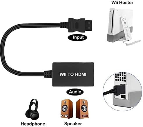 Mcn Wii do HDMI pretvarača Adapter 1080p 720p Izlazni audio video sa 3,5 mm Jack Audio Podrška