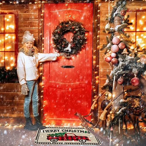 Božić dekorativni otirač kamion sa božićno drvo vrata Mat Buffalo Plaid Sretan Božić Patos gumeni Neslip Holiday