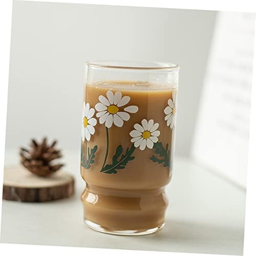 Upkoch 1pc Espresso Glass Espresso Clear Glass Staklena vode Izolirana pitka za piće Daisy cvjetna