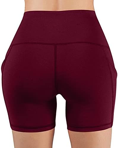 Hight struk vježbanje za žene Kontrole tekućih hlača Yoga džepovi za obuku Trbomen Hratke za
