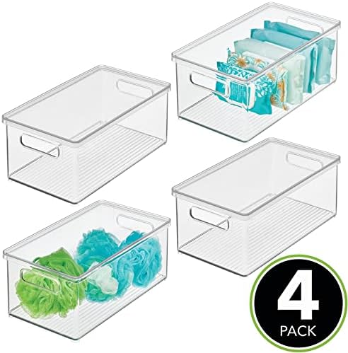 Mdesign kutija za otpatke od plastike, poklopac, ugrađene ručke, organizacija za šminkanje,