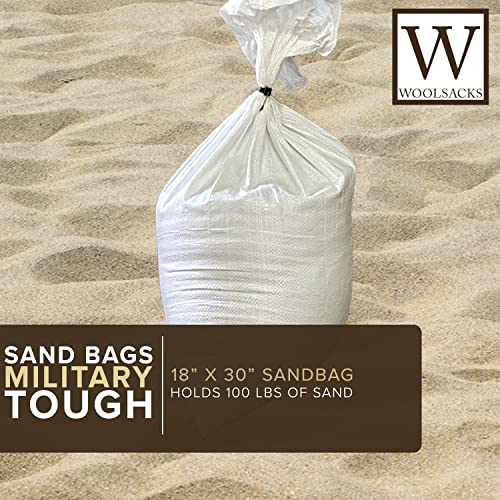 Woolsacks 18 x 30 polipropilen pijesak torbe | prazan bijeli pijesak torbe sa vezicama i UV zaštitu