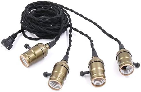 WUYOR Vintage trostruke utičnice viseća lampa Kit kabl E26 / E27 kabl za industrijsku viseću lampu 15.9 FT