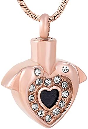 Nnjhg ac314 dvostruki duphin HOLD Crystal Heart Cremation urn nakit za pepeo od nehrđajućeg čelika