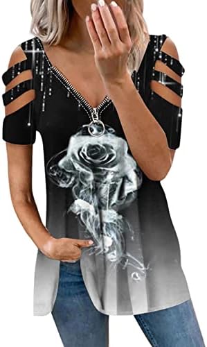 lcepcy hladni vrhovi ramena za žene tunike sa patentnim zatvaračem sa patentnim zatvaračem cvjetne