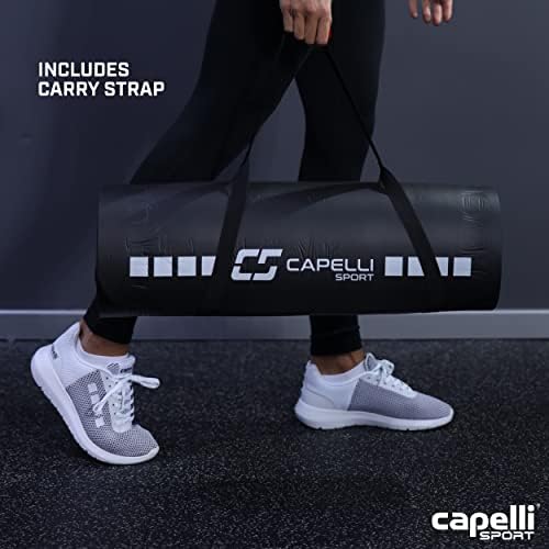 Capelli Sport Yoga Mat non Slip, Eva pjenasta prostirka za fitnes i trening sa trakom za nošenje, Crna, debljine