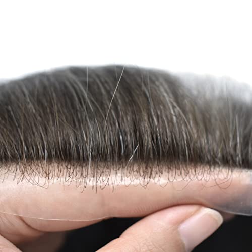 Tupee za muškarce sistem zamjene kose Ultra tanka koža 0.06 mm muška Tupee Hairpiece V-loop Evropska