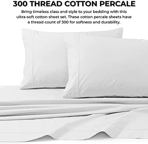 Tribeca Live King liste, hrskavi i glatki pamučni pamuk Percale čvrsti posteljini i jastučni set, ekstra