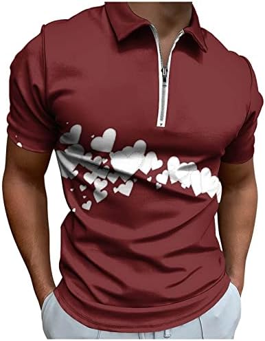 Majica za zaljubljeni za muškarce, muški kratki rukav kvartal-zip bluza casual slim fit osnovna