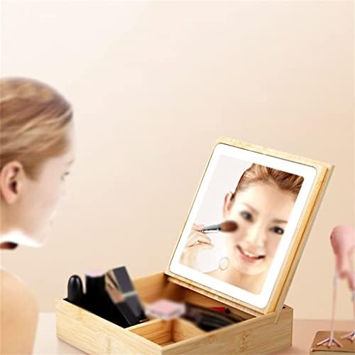 Mjwdp kvadratno sklopivo ogledalo za šminkanje sa kutijom za odlaganje lampe sve-u-jednom desktop ogledalo