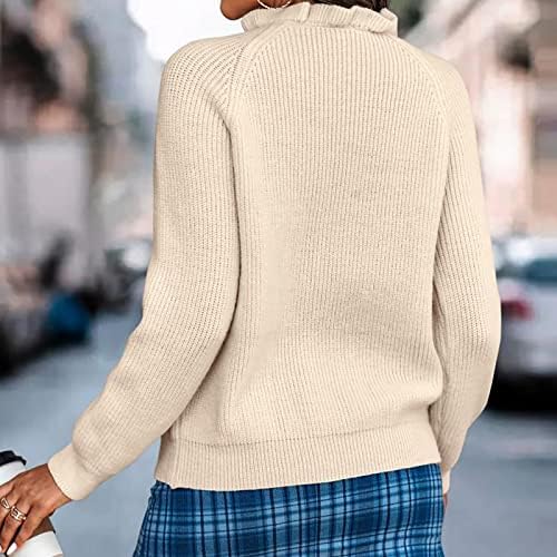 Ženske zimske haljine džemper od pune boje dugih rukava džemper sa valovitim džemperima vrata lagane