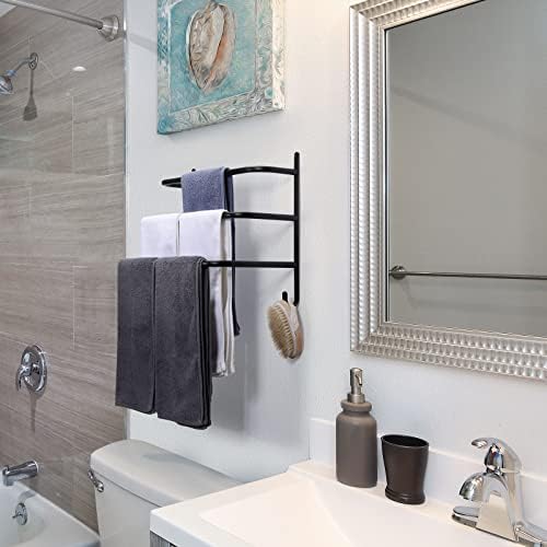 Zidna polica za kupatilo sa ručnikom 3-redani ručnik držač za ručnik sa ručnikom sa kukama RUSTIC