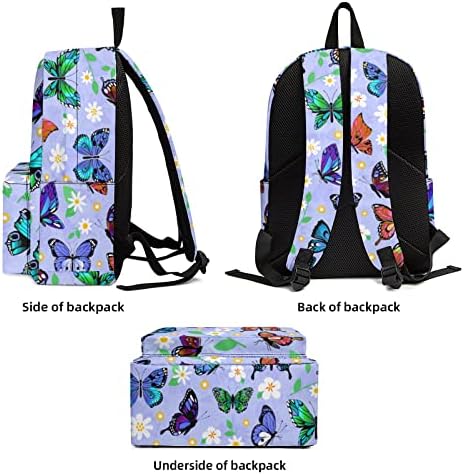 Šareni leptiri cvjetni ruksak, lagana torba za knjige na fakultetu Izdržljivi ruksak za laptop,