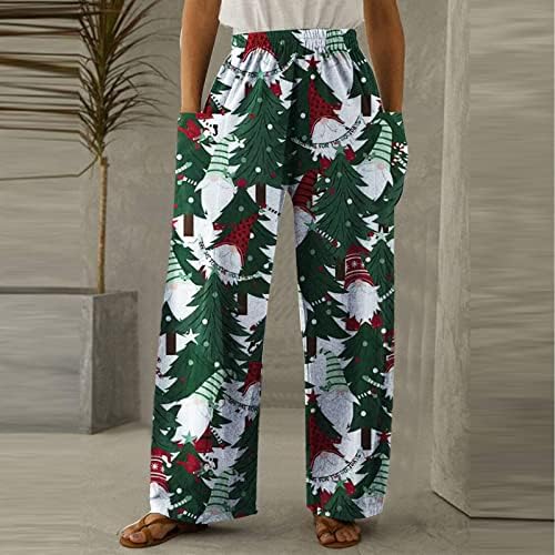 Božićni hlače s visokim strukom Žene zboročne pantalone za cinch donje joggere sa džepovima Lounge pantalone