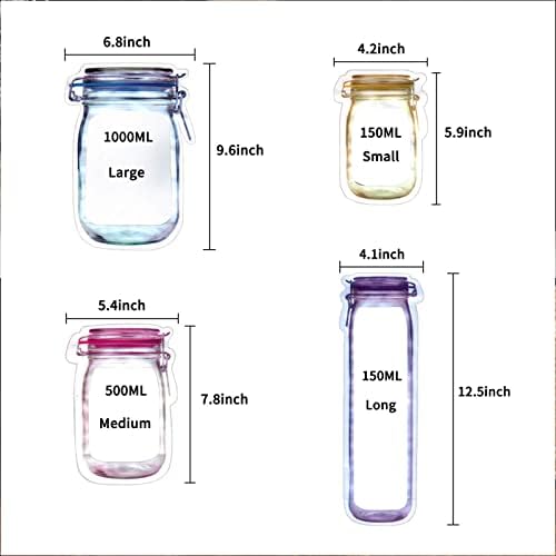 Torbe za višekratnu upotrebu Mason Jar, plastične kese za skladištenje hrane višestruke veličine,Hubosale