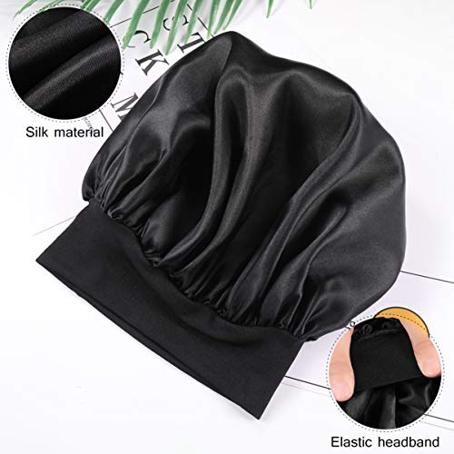 Lurrose 2pcs saten kapa za spavanje Široka šešir elastična glava pokriva prirodna kosa poklopac za