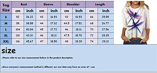 Dugi tuniki za nošenje sa tajicama 3/4 rukav, 2023 ljetni okrugli vrat 3/4 rukav casual bluze sa cvjetnim