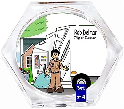 Personalizirani set podmetača za piće od 4: muški sakupljač smeća - sanitacija, sakupljač smeća, čovjek za