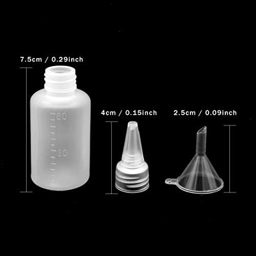 10kom prozirnih plastičnih malih flaša, 60ml/2oz prazna prskalica sa Twist gornjim kapicama i 2kom Mini lijevka