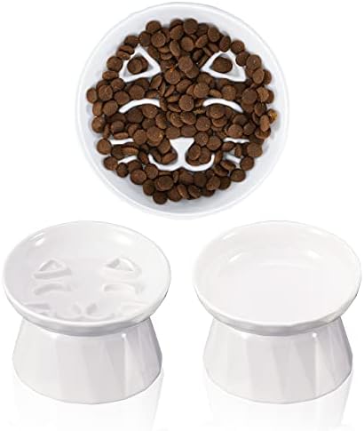 Frewinky keramičke posude za mačke sa sporom hranilicom,set posuda za suhu/mokru hranu i vodu za